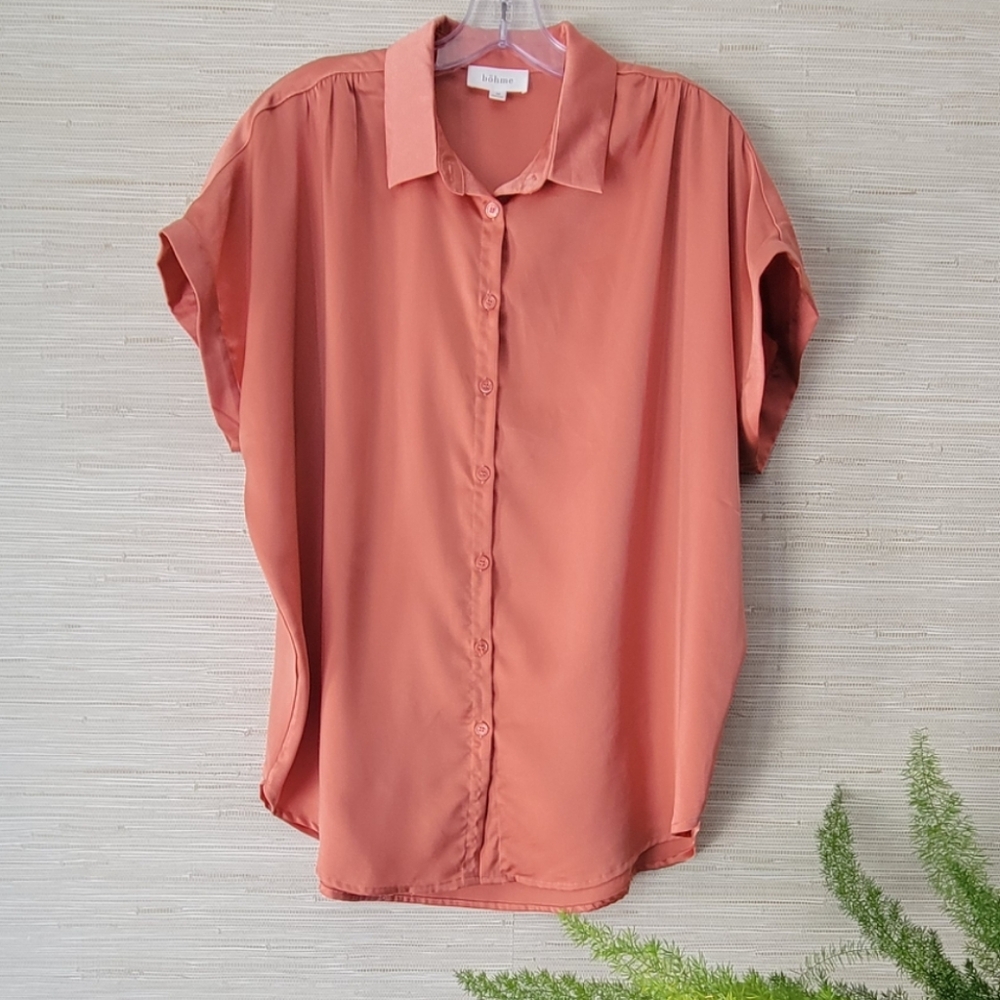 Bohme Women's Coral Button-Up Blouse